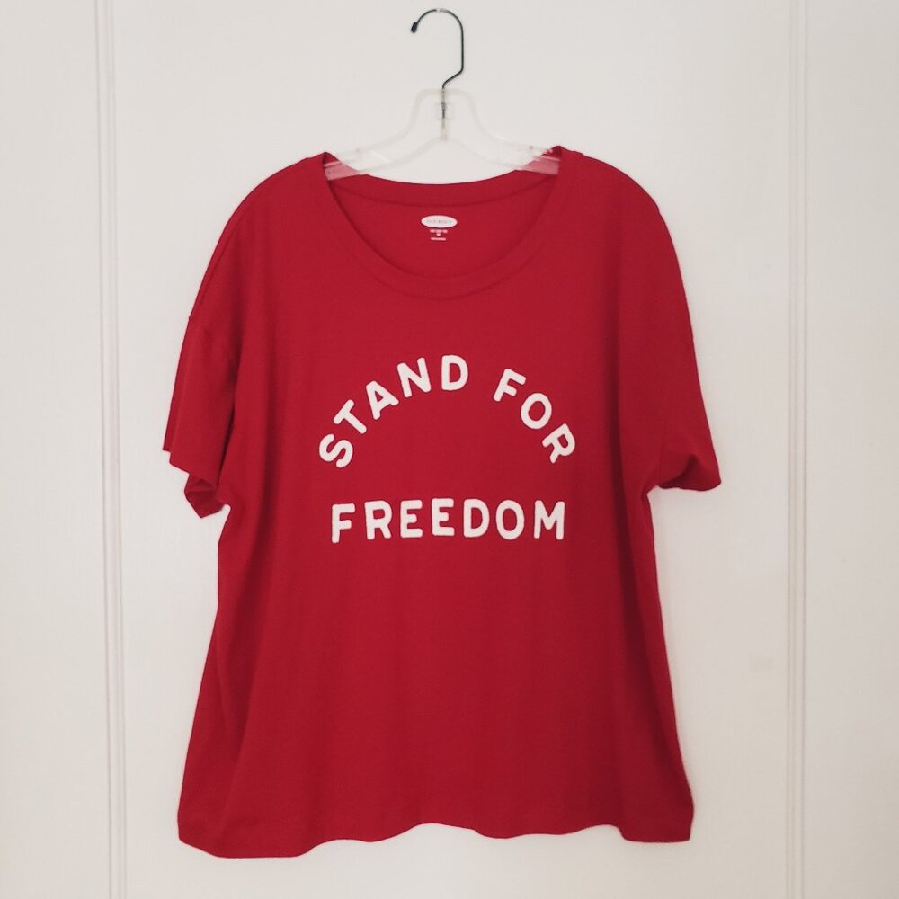 Old Navy Graphic Tee XL Stand for Freedom Patriotic Americana Red Cotton Shirt
